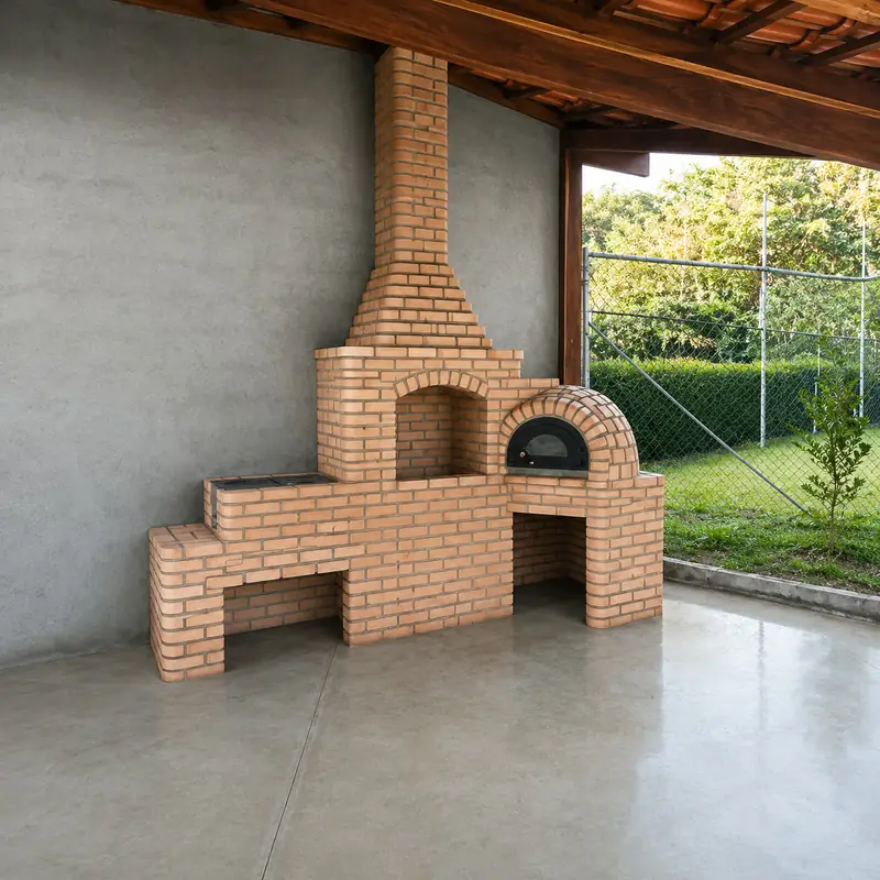 Churrasqueira palha com forno pizza iglu e fogão a lenha